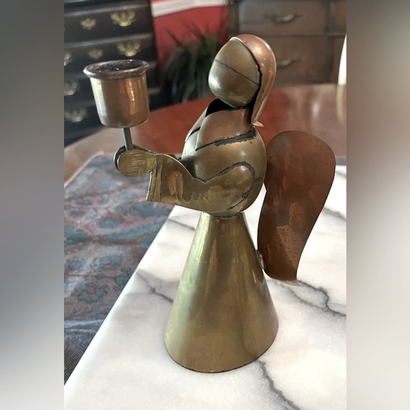 Vintage Brass Angel Candle Holders from Mexico - Set of 3 - Picture 3 of 16